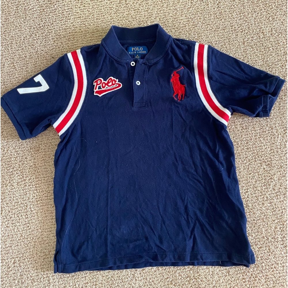 Ralph Lauren, boys polo shirt, navy with designs